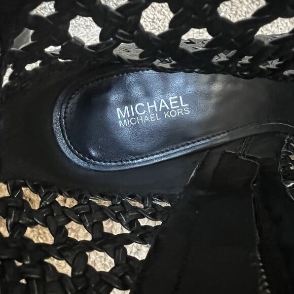 Michael Kors Black Augustine Woven Ankle Boots Size 7.5 Open Weave - Picture 10 of 15